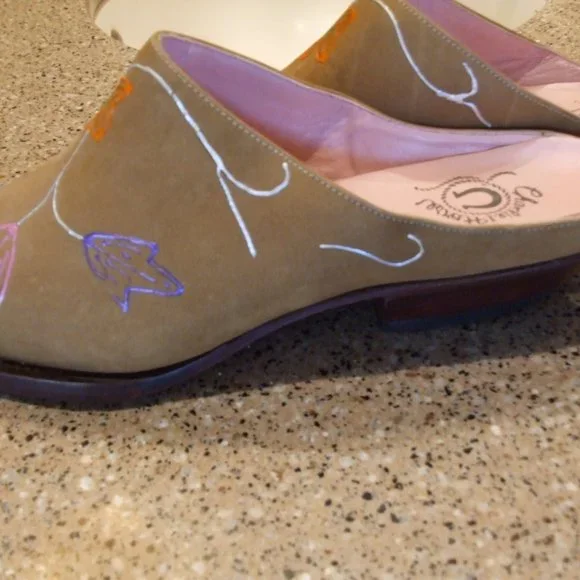 Charlie 1 Horse Lucchese Gorgeous Hand painted Mules 7 B - Picture 2 of 8